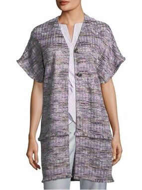 ST JOHN Anna Tweed Dolman Short Sleeve Cardigan